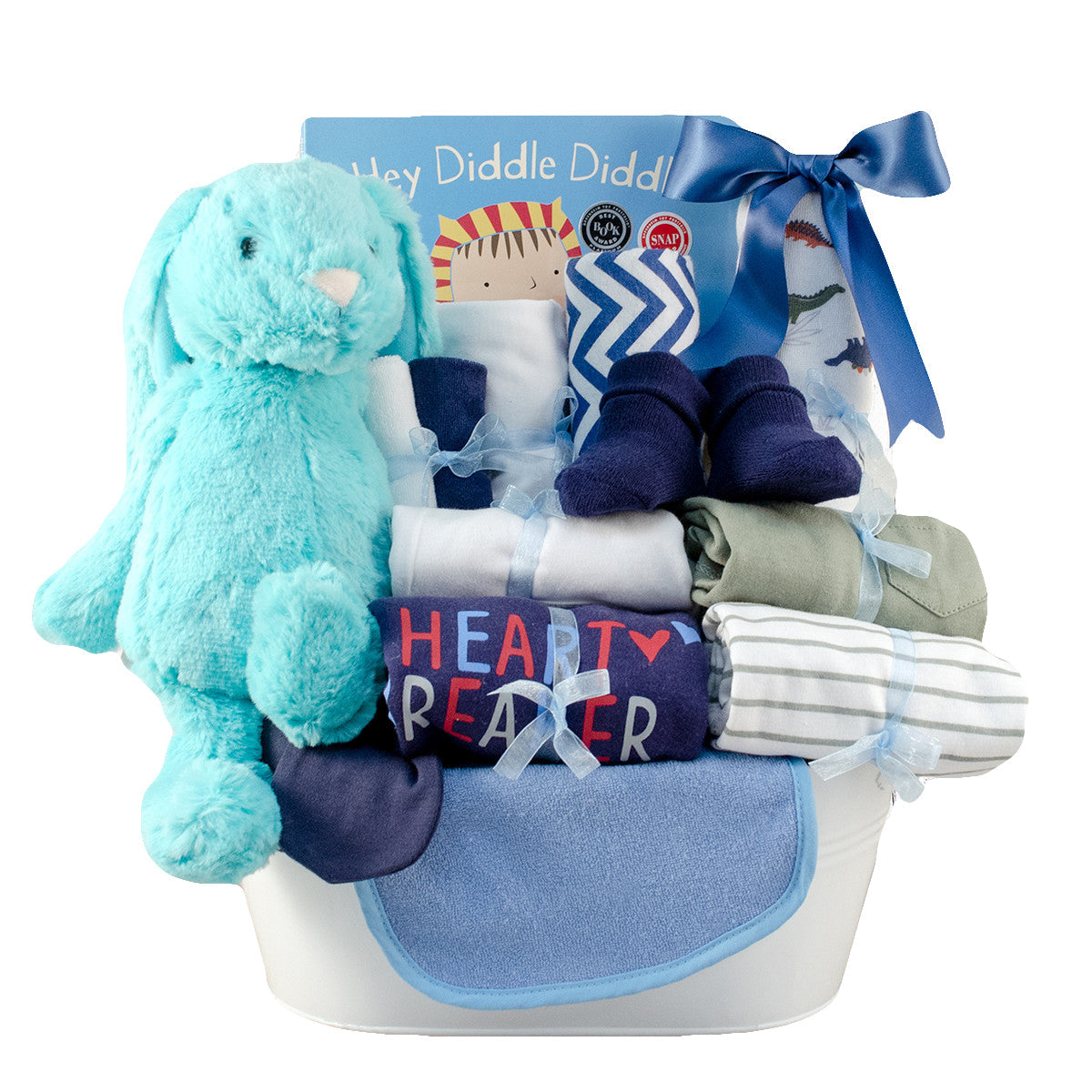Bouncing Baby Boy Stork Baby Gift Baskets