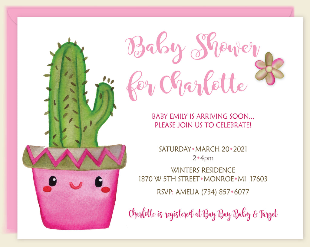 Cute cactus baby shower invitations - Explore now!, image size:1024x818