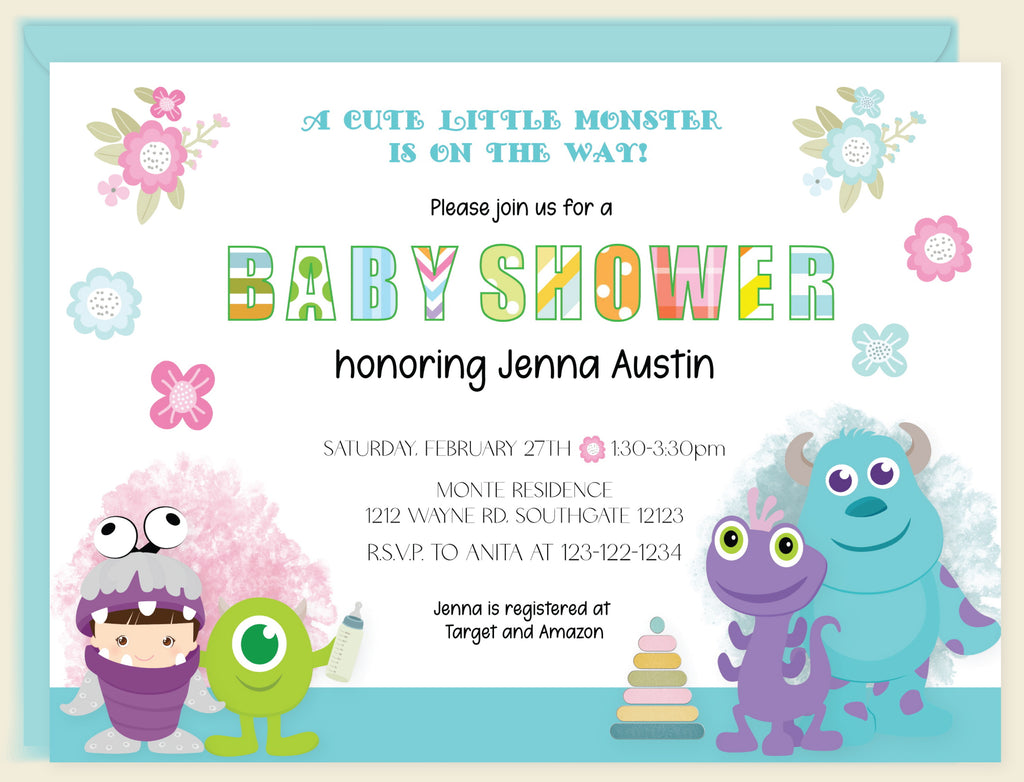 monsters inc baby shower Little Monster Baby Shower Invitation