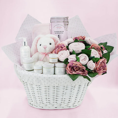 Bear & Bouquet Baby Gift Basket - SKU:  LBG1010