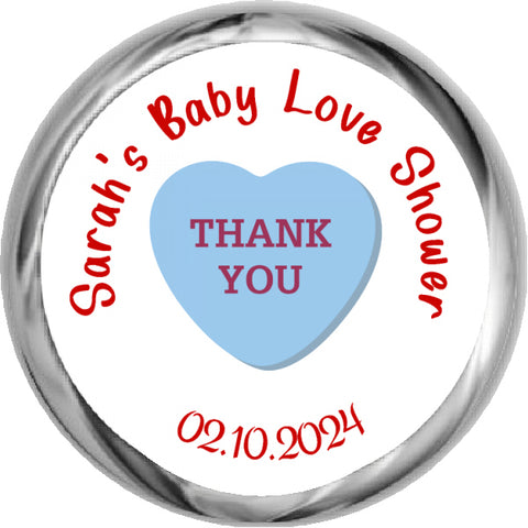Baby Boy Silver Spoon Stickers - HERSHEY'S Kisses Favors