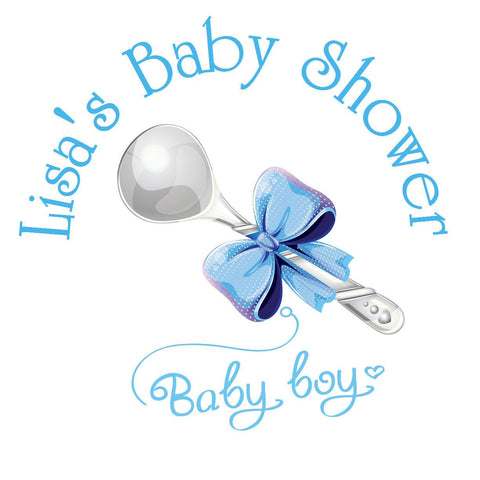 Silver Spoon - Baby Girl Shower Sticker Labels