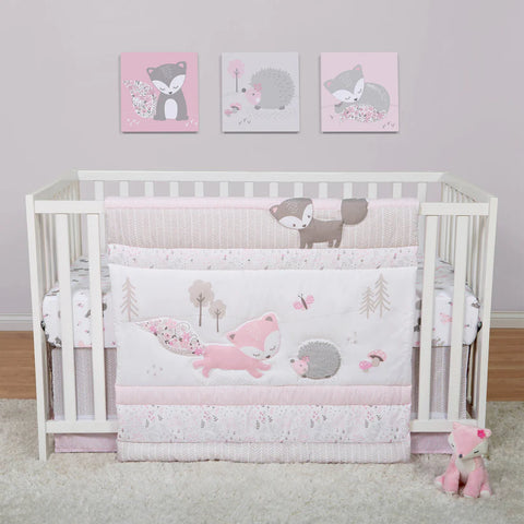 Unicorn Floral 4 Piece Crib Bedding Set - SKU: TLP55565