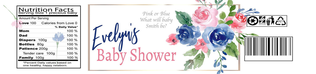 Pink or Blue Gender Reveal Baby Shower Water Bottle Labels - StorkBabyGiftBaskets.com