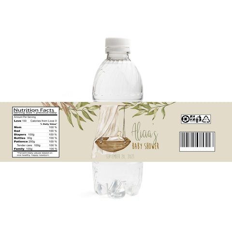 Boho Owlet Baby Shower Water Bottle Labels