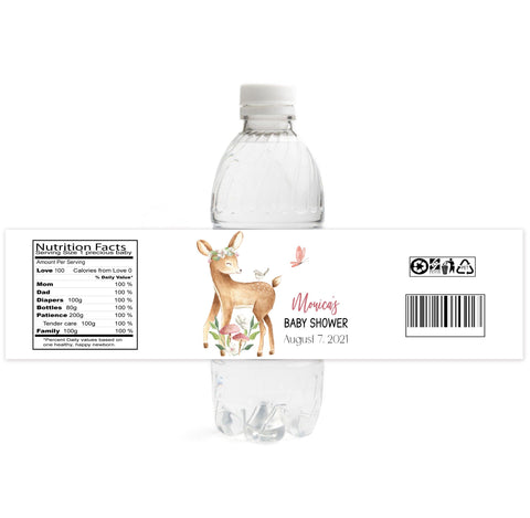 Owl 1st Birthday Girl Water Bottle Labels (#B-WBL110)