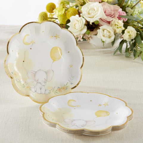 Elephant Baby Shower 9 in Premium Plates - Yellow (Set of 16) SKU:  BSF28566NA