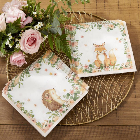 WOODLAND BABY 7 IN. PREMIUM PAPER PLATES - PINK (SET OF 16)  SKU:  BSF28584NA