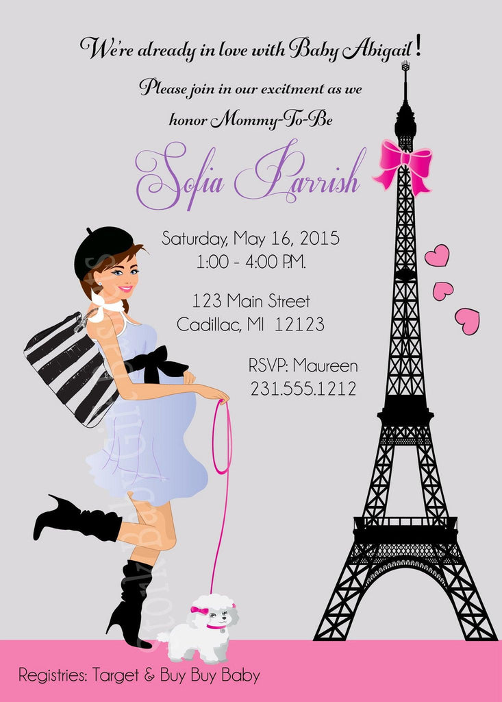 Paris Girl Baby Shower Invitations (#SBGB117) - StorkBabyGiftBaskets - 2