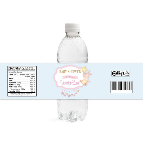 Pink or Blue Gender Reveal Baby Shower Water Bottle Labels