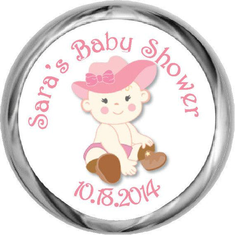 Baby Girl Owl Stickers - KISSES Candy Baby Shower