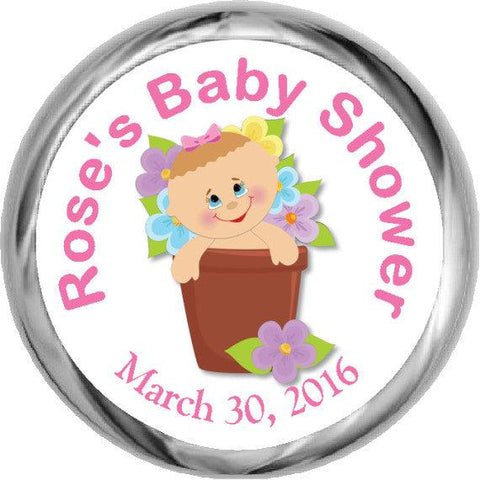 Personalized Pink Pacifier Stickers - Baby Candy Kisses