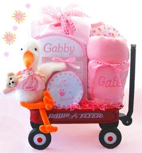 Popular Stork Wagon For Baby Girl Gift - StorkBabyGiftBaskets.com