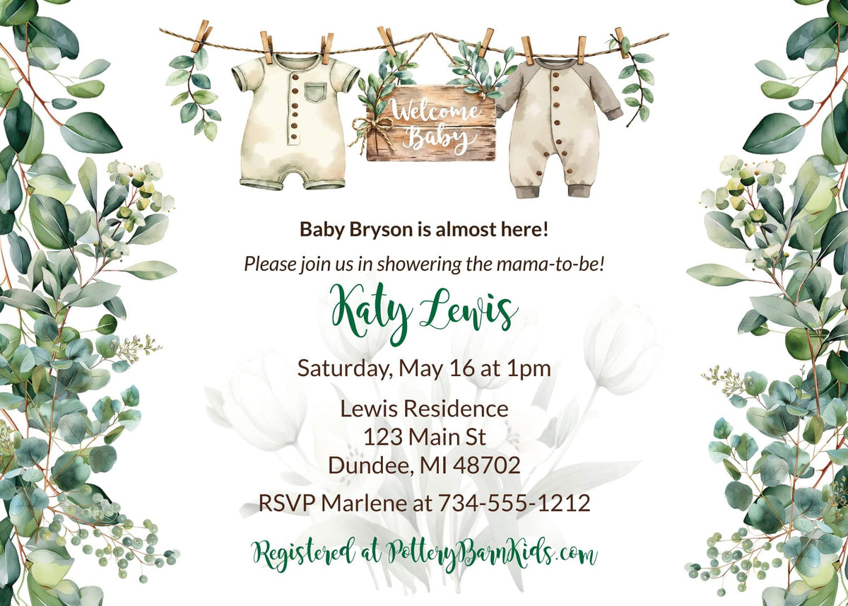 Personalized baby boy shower invitations in a variety of styles — available as digital files or printed cards