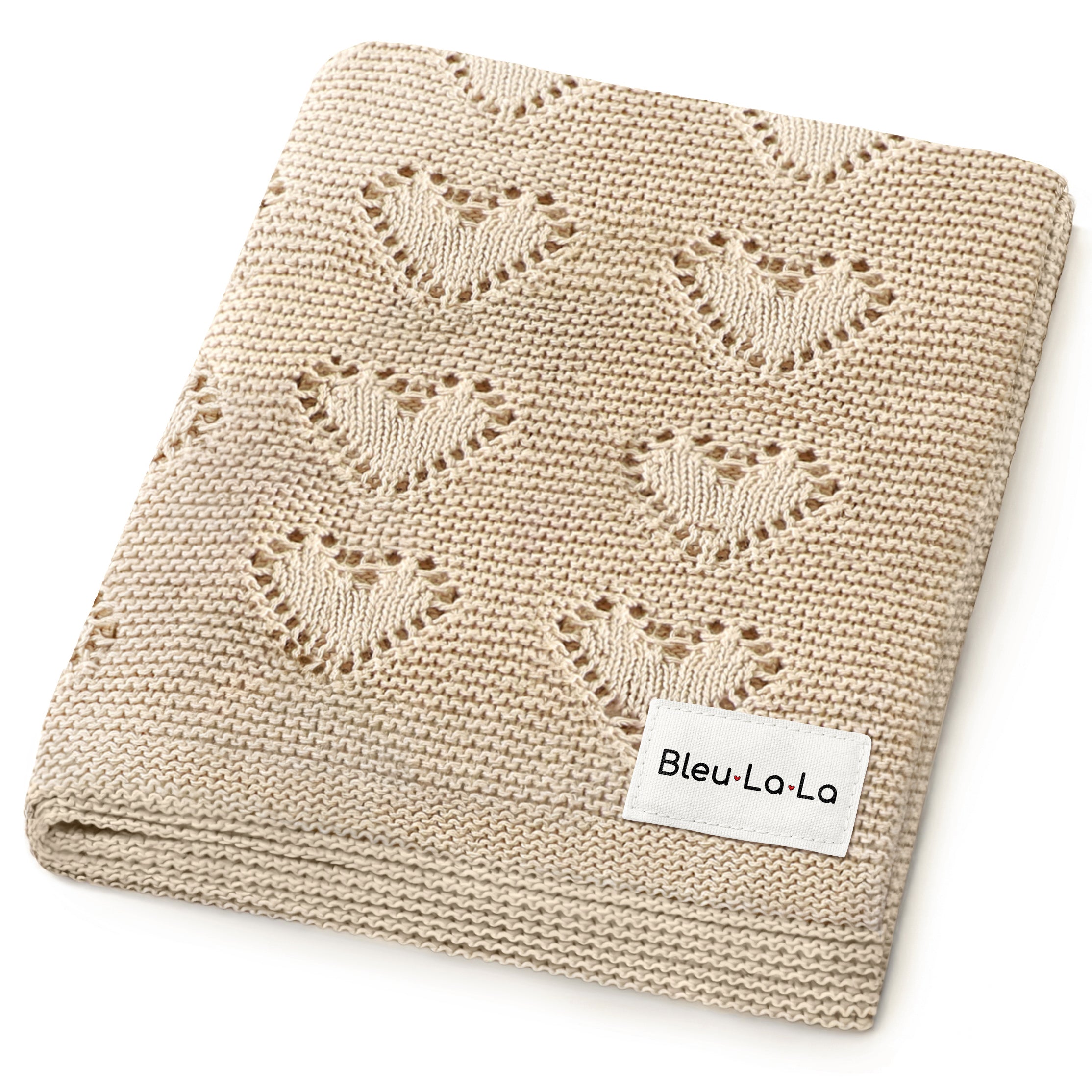 100% Cotton Luxury Knit Heart Swaddle Baby Blanket