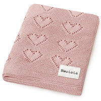 100% Cotton Luxury Knit Heart Swaddle Baby Blanket