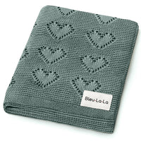 100% Cotton Luxury Knit Heart Swaddle Baby Blanket