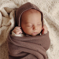 Organic Pointelle Swaddle Blanket + Hat Gift Set w/ Gift Box