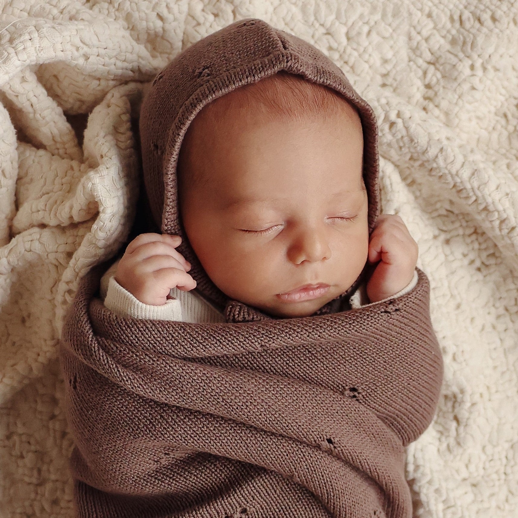 Organic Pointelle Swaddle Blanket + Hat Gift Set w/ Gift Box