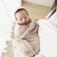 Organic Pointelle Swaddle Blanket + Hat Gift Set w/ Gift Box