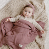Organic Pointelle Swaddle Blanket + Hat Gift Set w/ Gift Box