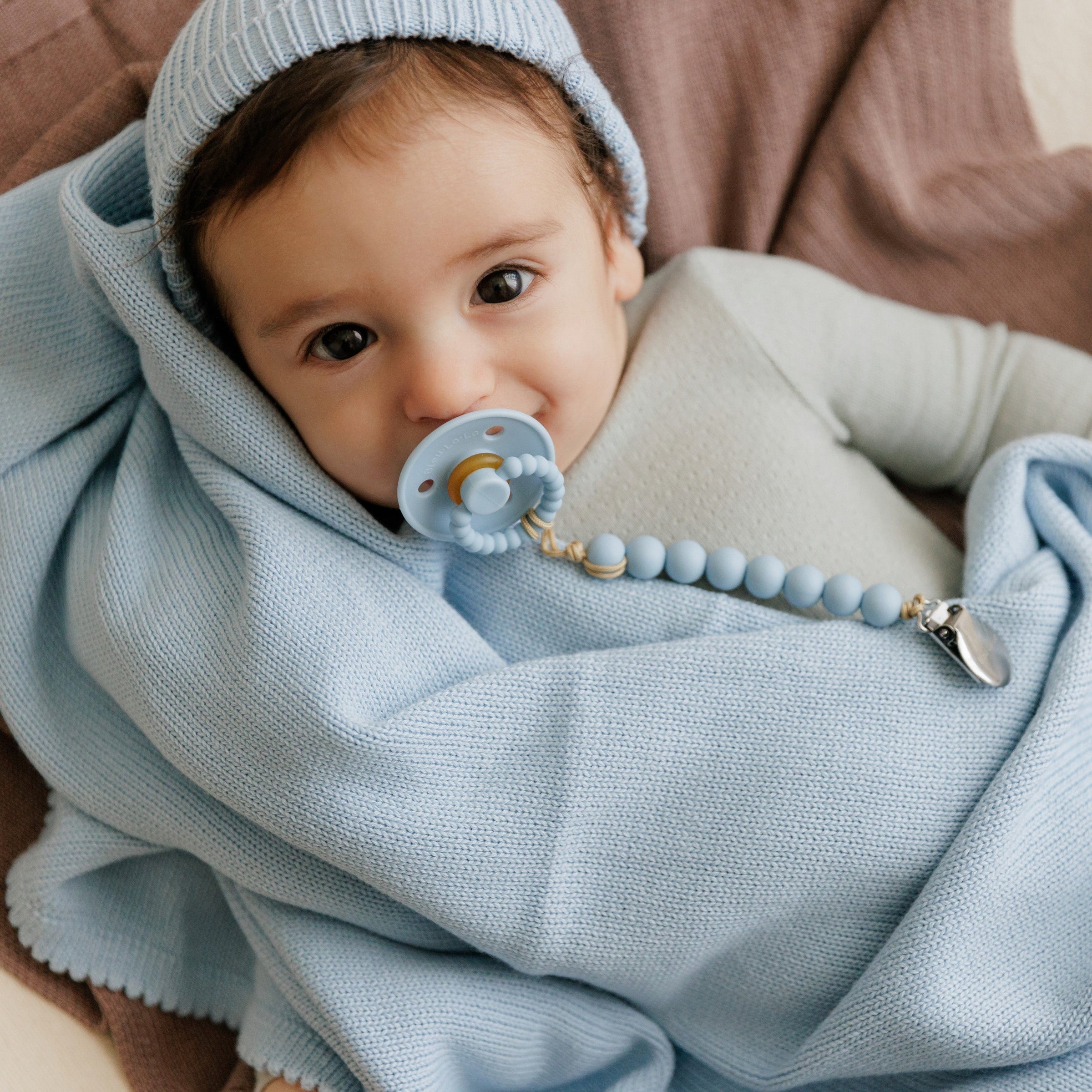Luxe Collection 100% Organic Cotton Luxury Knit Baby Blanket + Hat Set w/ Gift Box