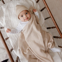 Luxe Collection 100% Organic Cotton Luxury Knit Baby Blanket + Hat Set w/ Gift Box