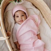Luxe Collection 100% Organic Cotton Luxury Knit Baby Blanket + Hat Set w/ Gift Box
