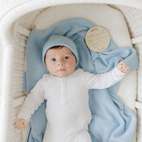 Luxe Collection 100% Organic Cotton Luxury Knit Baby Blanket + Hat Set w/ Gift Box