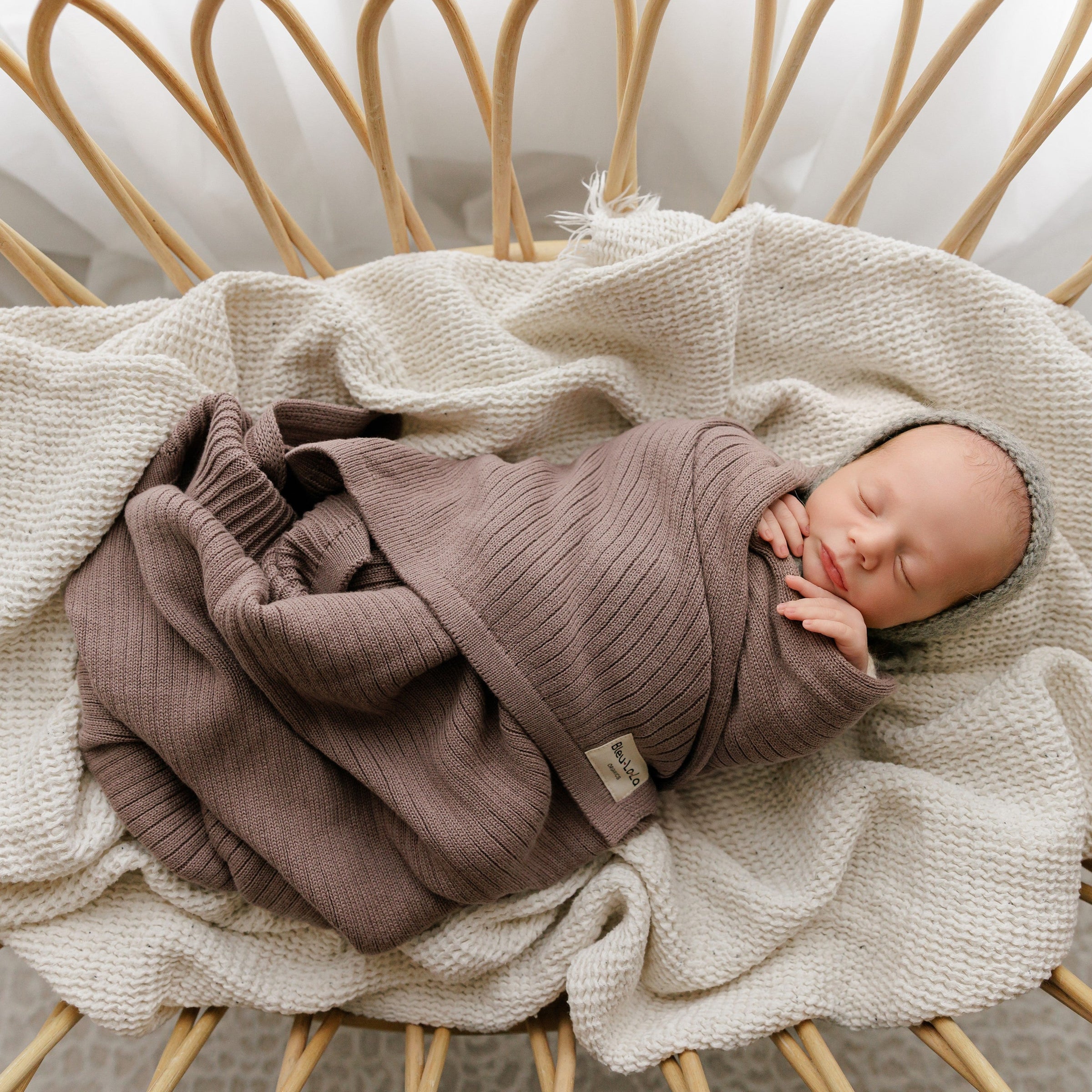Organic Ribbed Knit Cotton Baby Blanket