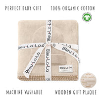 Luxe Collection 100% Organic Cotton Luxury Knit Baby Blanket + Hat Set w/ Gift Box