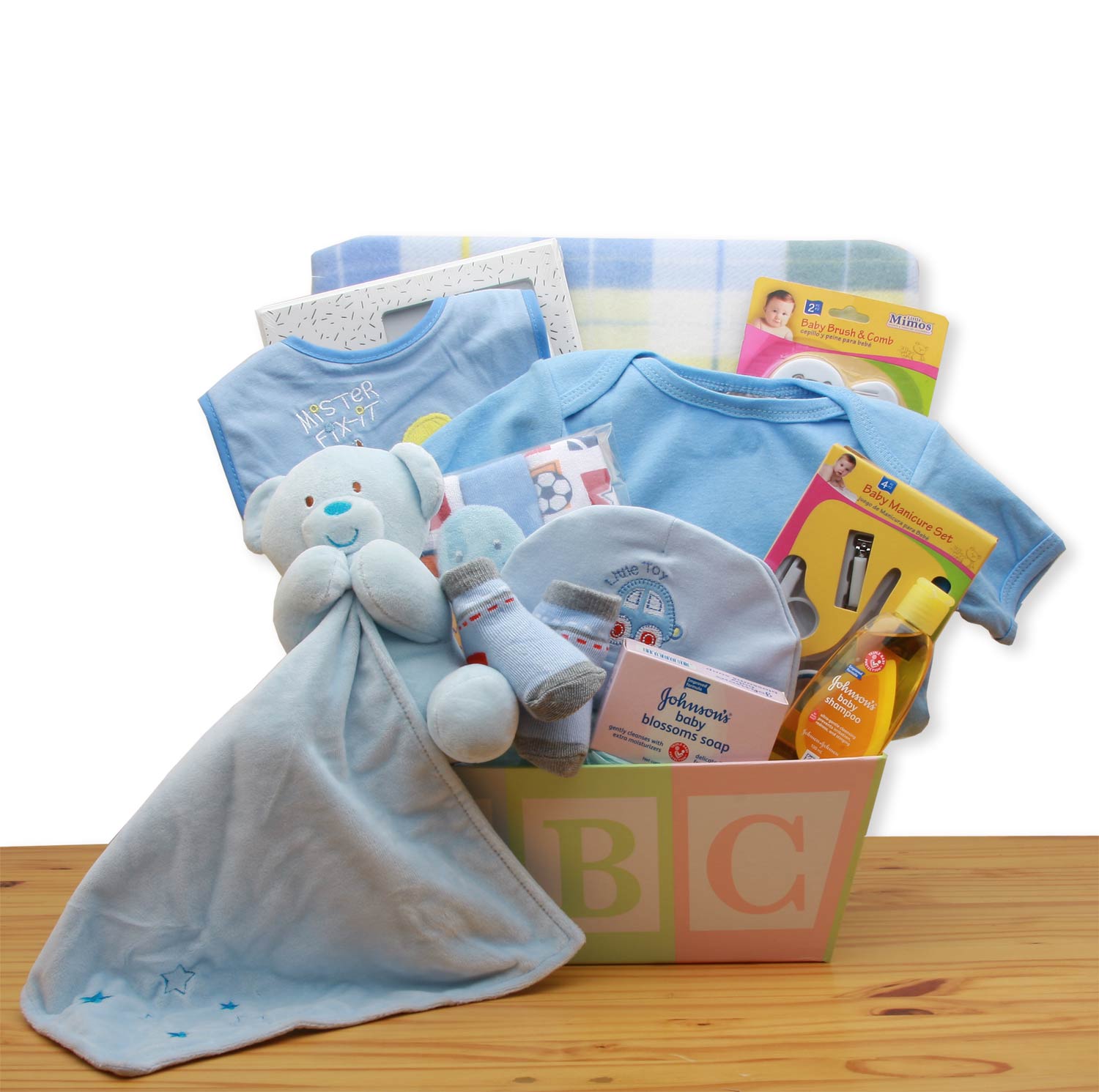 Easy ABC Baby Boy Gift Box Stork Baby Gift Baskets
