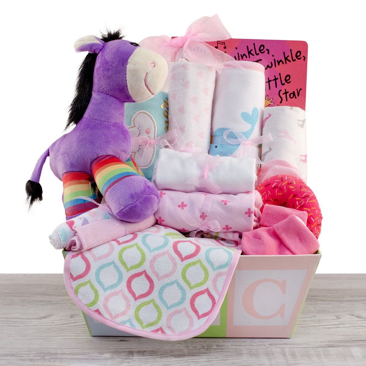 ABC Baby Gift Box For Baby Girl Stork Baby Gift Baskets