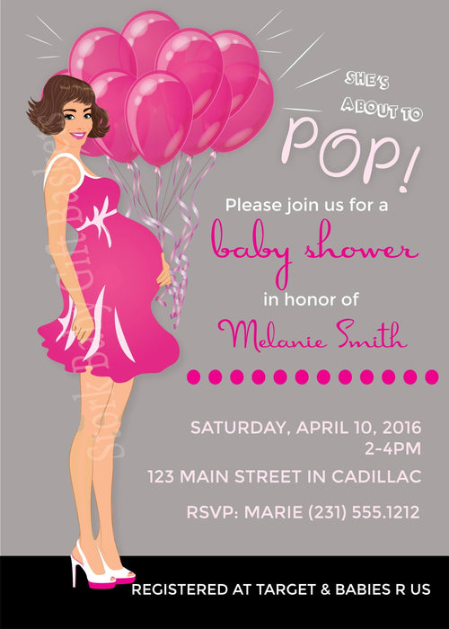 About To Pop Baby Shower Invitation