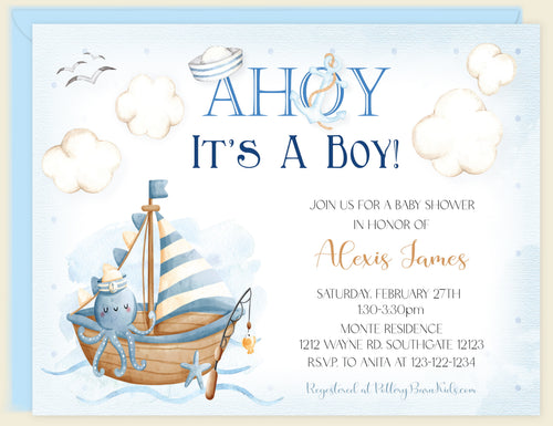 Ahoy It's A Boy Baby Shower Invitation