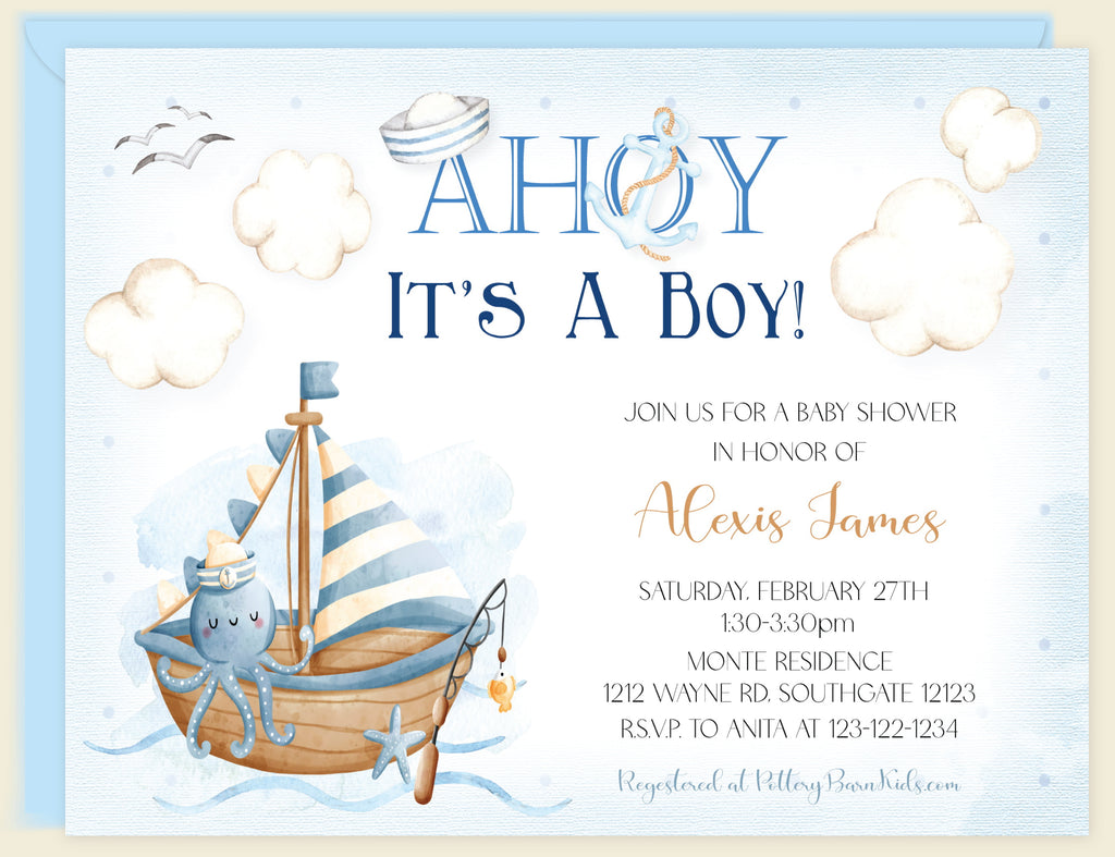 Ahoy It's A Boy Baby Shower Invitation