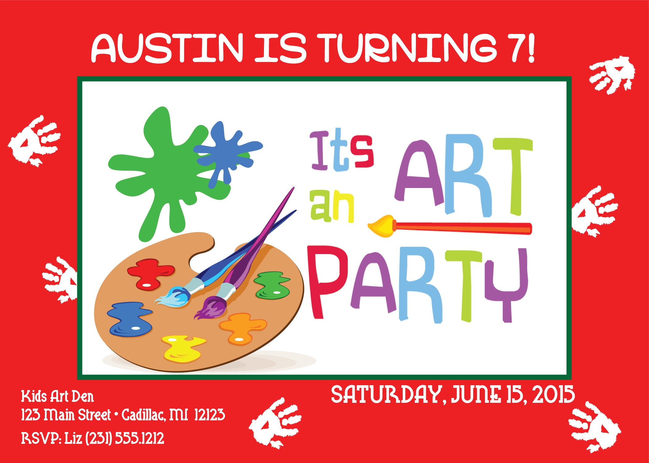 Kids Art Party Birthday Invitation