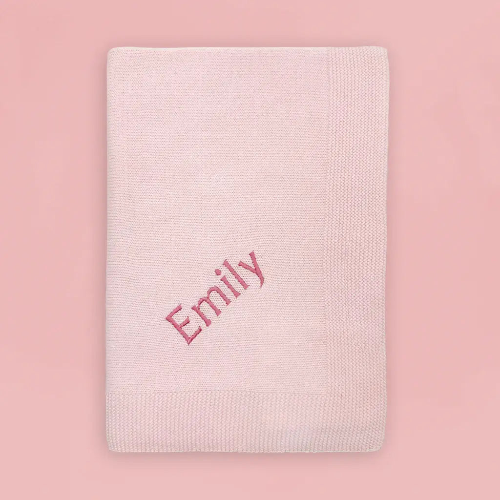 Personalized Knitted Baby Blanket | Pink