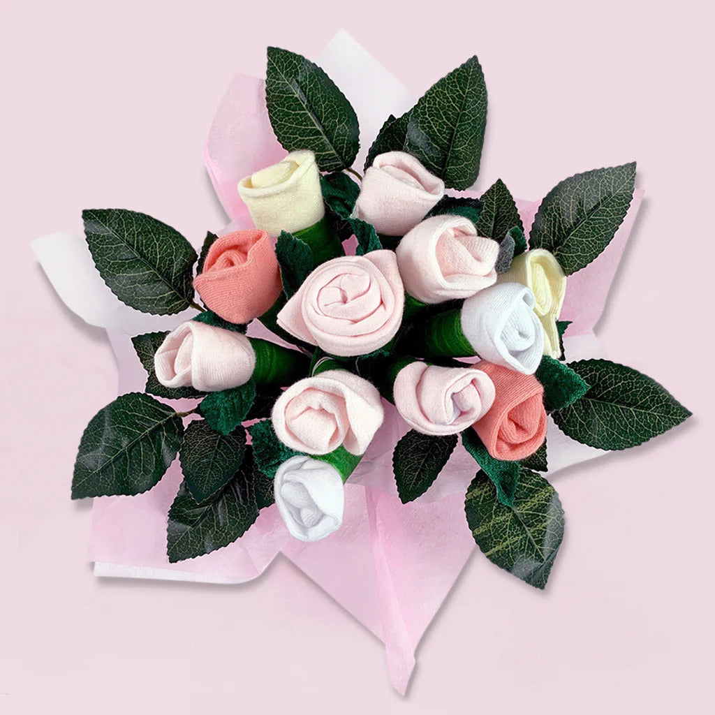 Bear & Bouquet Baby Girl Basket - SKU:  LBG1010