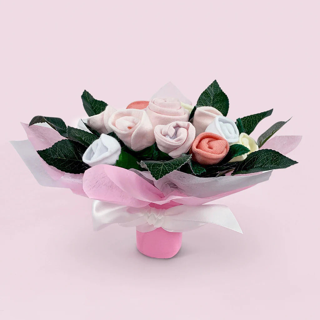 Bear & Bouquet Baby Girl Basket - SKU:  LBG1010