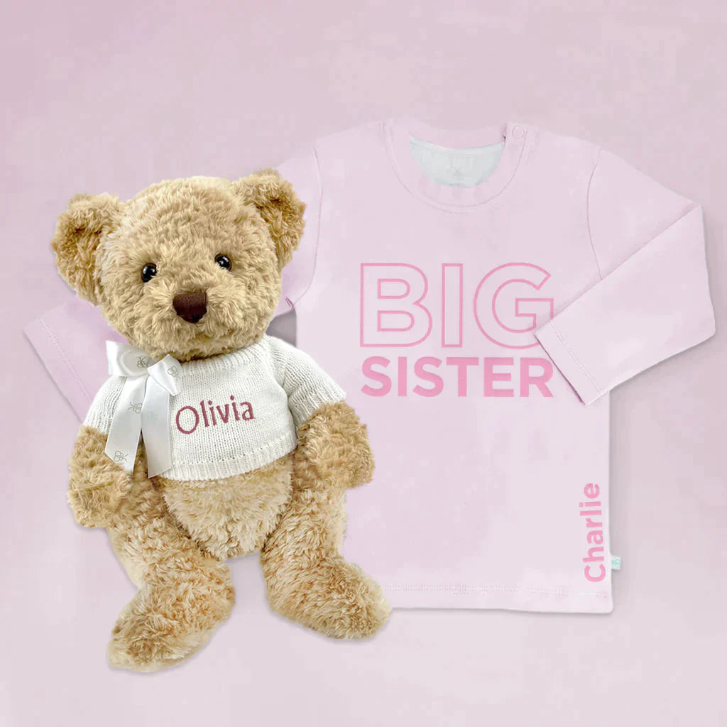 Personalized Bear & Luxury Bouquet Baby Girl Layette Set - SKU: LBG1050