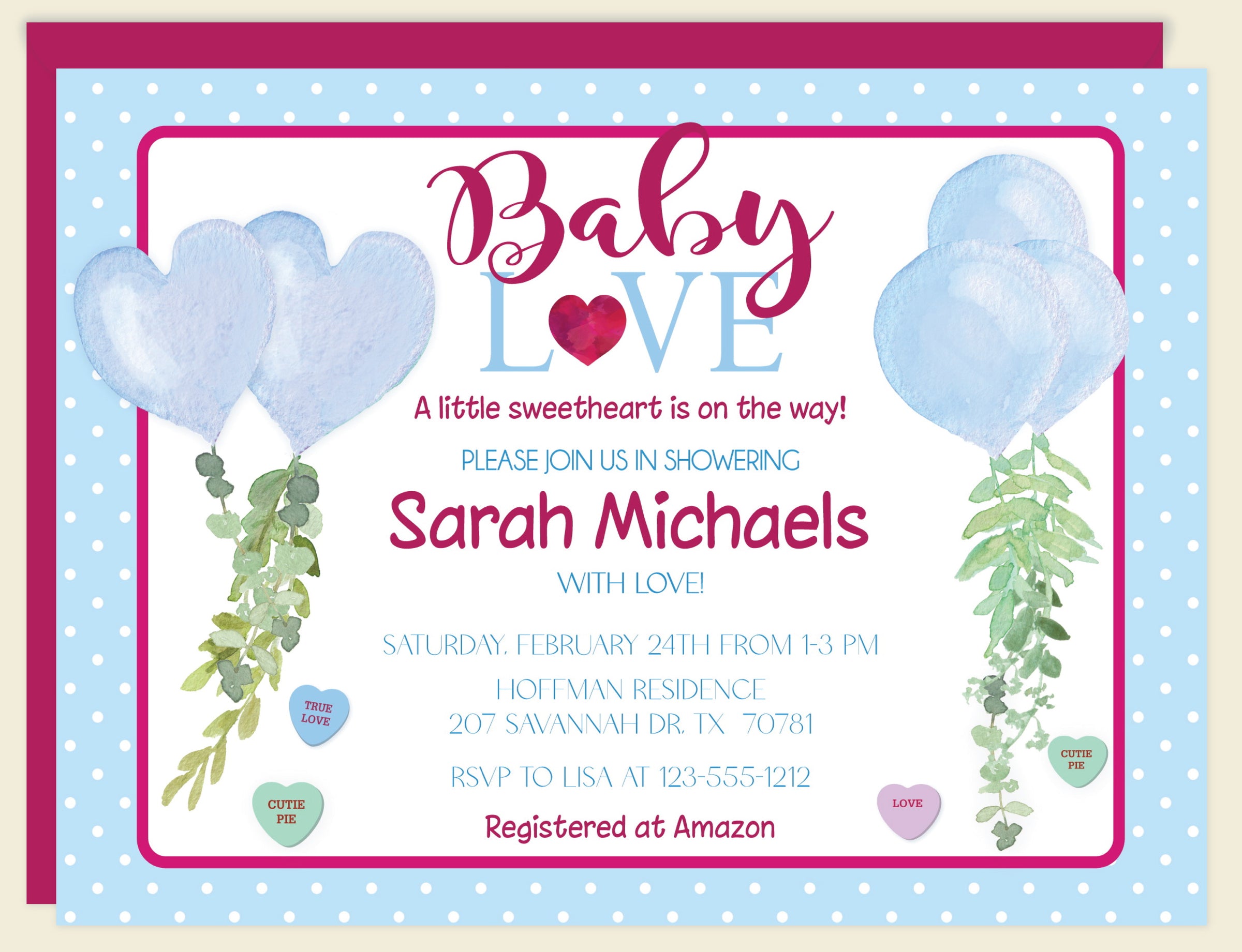 Baby Love Boy Shower Invitation
