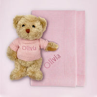 Personalized Bear & Pink Blanket Gift Set