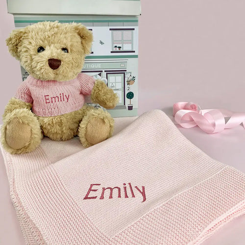 Baby Girl Bear & Blanket Combo 