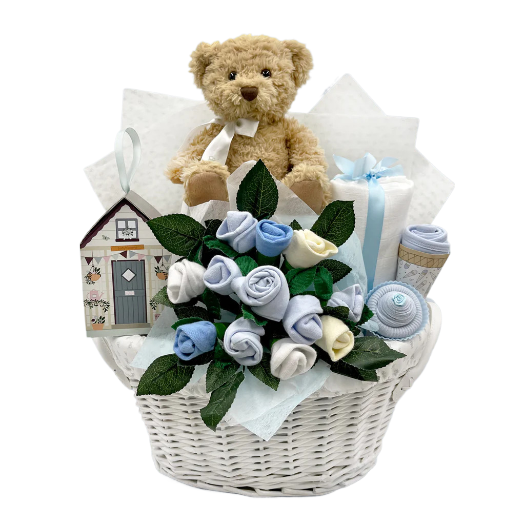 Bear & Bouquet Baby Boy Basket - SKU:  LBG1011
