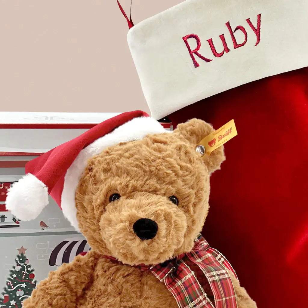 Christmas Bear with Personalized Red Stocking Gift Set