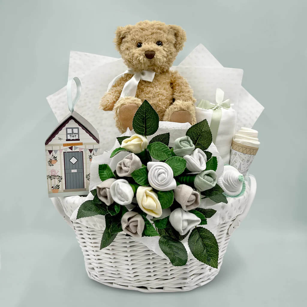 Bear & Bouquet Baby Basket