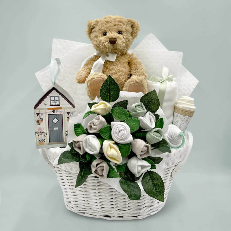 Bear & Bouquet Baby Basket