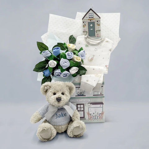 Bear & Bouquet Baby Gift Basket - SKU:  LBG1011