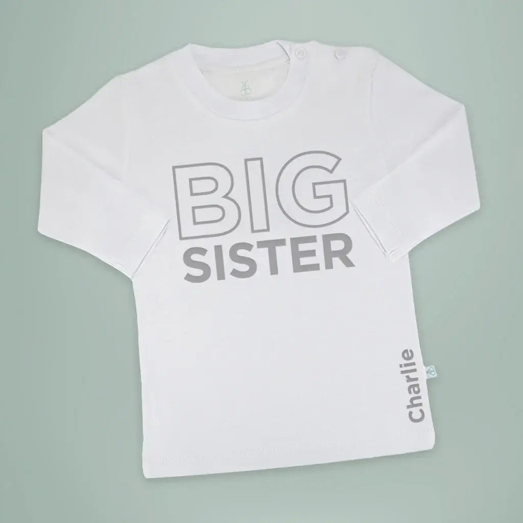 Big Sister T-Shirt - Long Sleeve - Pink - Personalized